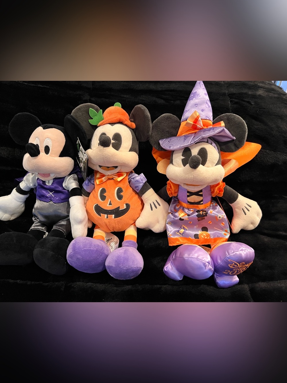 Disney Halloween Mickey Plush Trio - Purple, Orange & Black